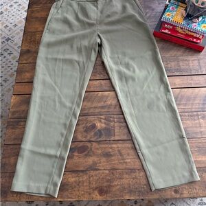Sz S Quince Womens Stretch Crepe Ankle Pant Pockets Olive Green
